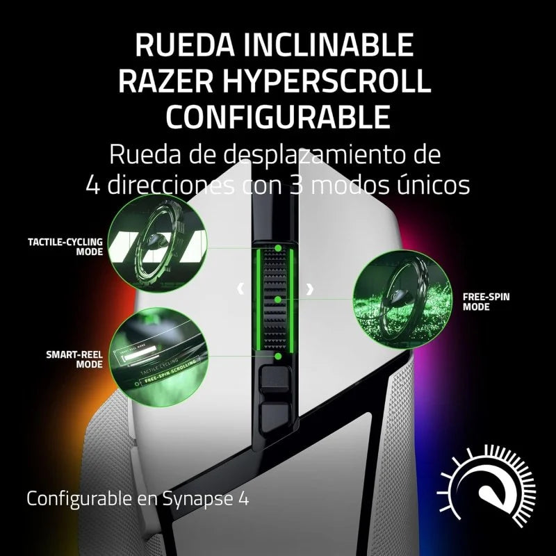 Razer Basilisk V3 Pro 35K Ratón Gaming Óptico Inalámbrico RGB 35000 DPI Blanco - TeknoMania S.L