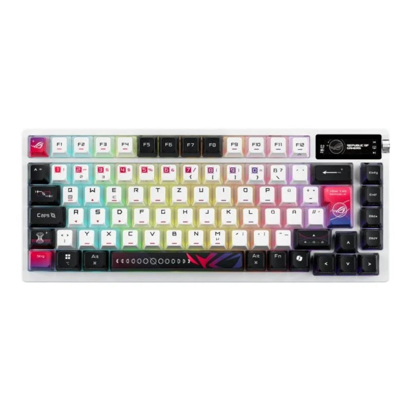 Teclado mecánico ASUS ROG Azoth X QWERTZ retroiluminado RGB inalámbricolámbrico OLED Blanco - TeknoMania S.L