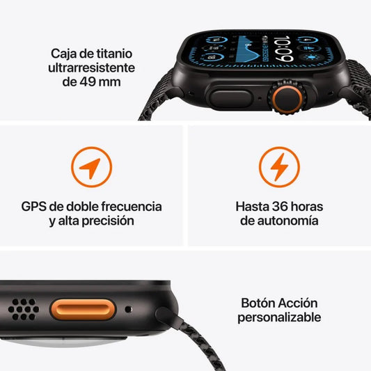 Apple Watch Ultra 2 GPS Cellular 49mm Caja Negra Titanio con Correa Ocean Band Negra - TeknoMania S.L