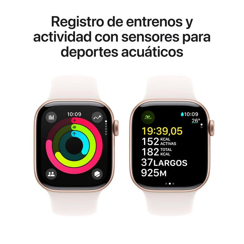 Apple Watch Series 10 GPS 42mm Caja Aluminio Oro Rosa con Correa Deportiva Rosa Rubor S - TeknoMania S.L