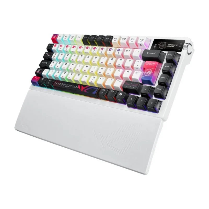 Teclado mecánico ASUS ROG Azoth X QWERTZ retroiluminado RGB inalámbricolámbrico OLED Blanco - TeknoMania S.L